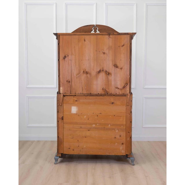 Blue Scandinavian 18th Century Blue-Painted Two-Part Bureau For Sale - Image 8 of 9