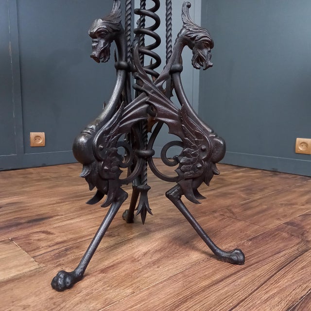 Black Wrought-Iron Table with Marble Top For Sale - Image 8 of 14