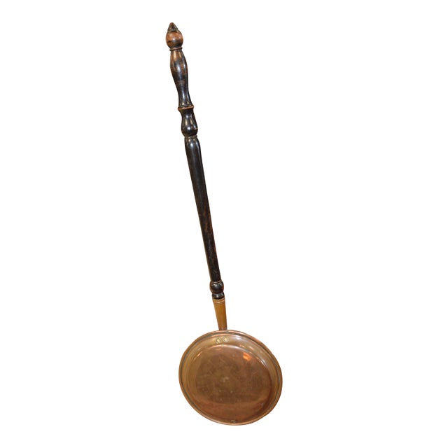 Antique Copper & Wood Long Handled Bed Warmer Pan - Signed T. Hale & Co - England For Sale