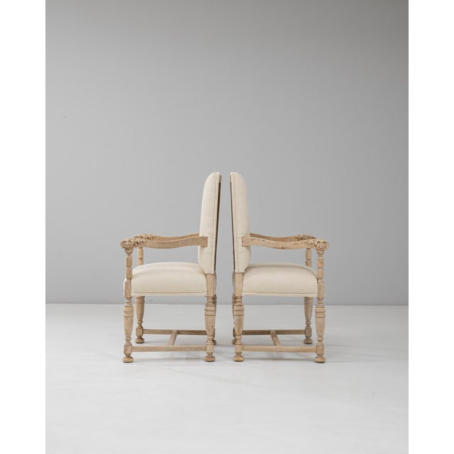 1900s French Oak Armchairs With Upholstered Cushions - A Pair For Sale - Image 10 of 18