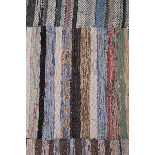 White Striped Chaput Kilim, Colorful Cotton Turkish Rag Rug 8' X 10'6'' For Sale - Image 8 of 12