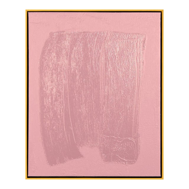Pink Free Form Lines II by The Holly Collective, Textured Art Print in Gold Frame, Small For Sale