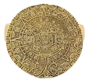 H.Stern 18k Yellow Gold & Diamond Aztec Calendar Ring, Size 6.5