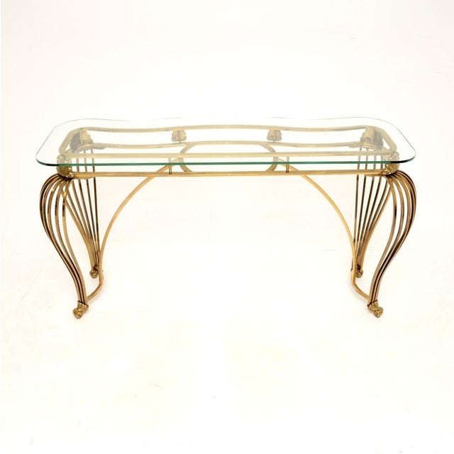 Mid-Century Modern Vintage Italian Brass and Glass Console Table, 1960s For Sale - Image 3 of 12