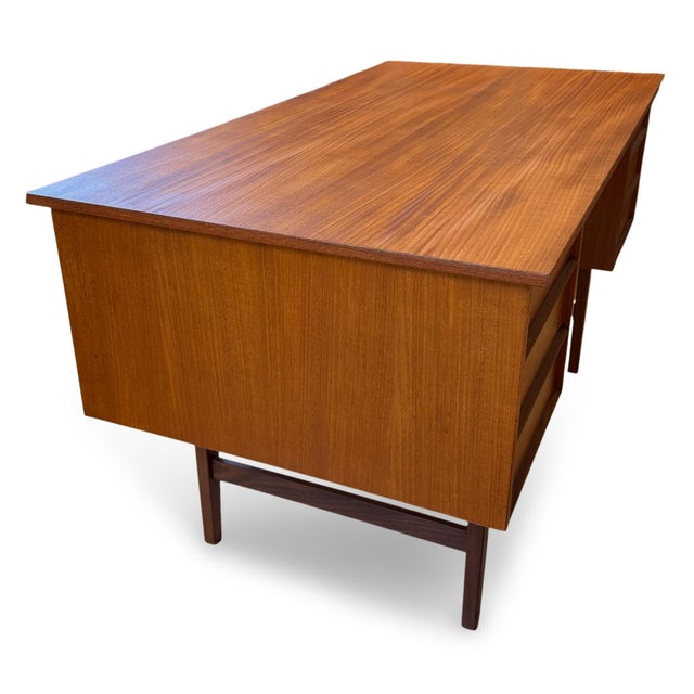 Brown 1960s Danish Modern Teak Executive Desk For Sale - Image 8 of 13