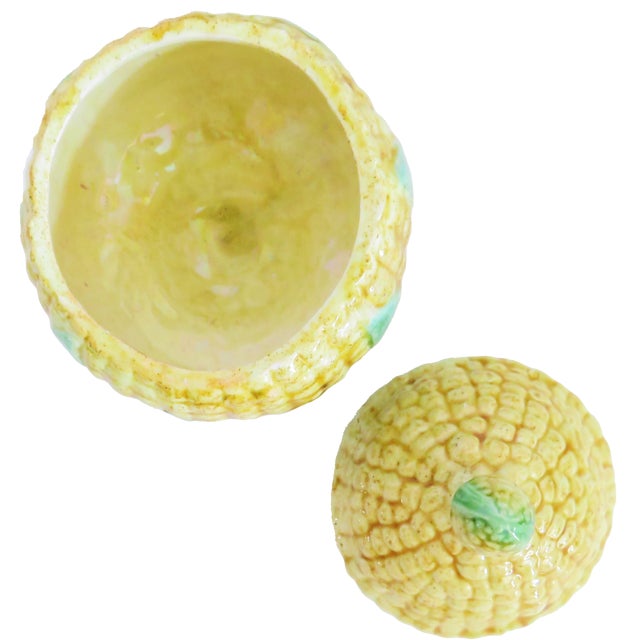 Farmhouse Mid 20th Century Portuguese Majolica / Barbotine Pottery Lidded Bowls - Set of 6 For Sale - Image 3 of 5