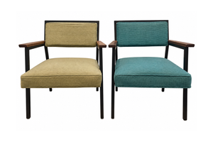 Pair of Steelcase Mid-Century Modern Lounge Armchairs in Original Upholstery