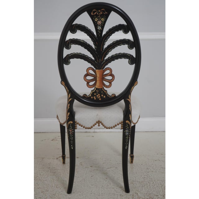 Set of 8 Hand Painted Hepplewhite Style Dining Chairs For Sale - Image 4 of 18