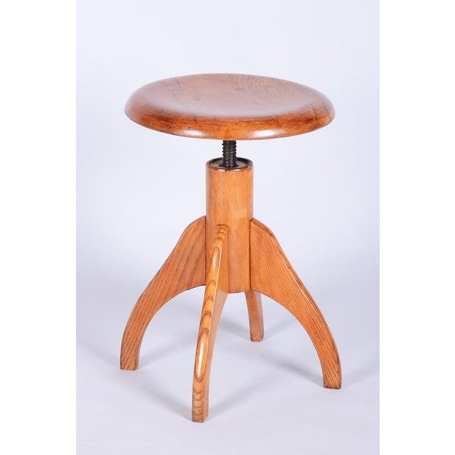 Mid-Century Swivel Piano Stool in Beech and Steel, Czech, 1950s For Sale - Image 9 of 9