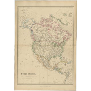 Antique Map of North America, 1860 For Sale