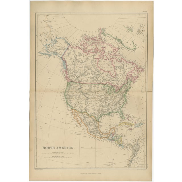 Antique Map of North America, 1860 For Sale