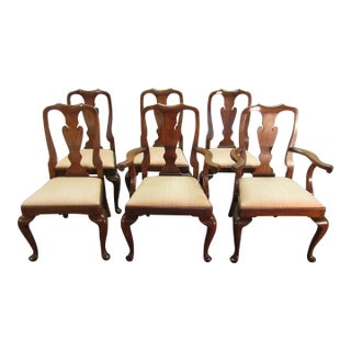 Henkel Harris Set of Six Solid Walnut Dining Chairs For Sale