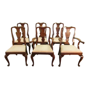 Henkel Harris Set of Six Solid Walnut Dining Chairs