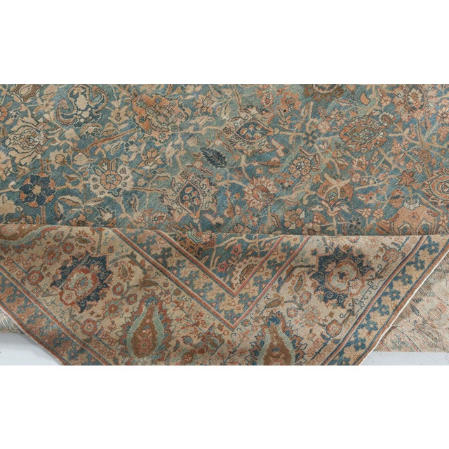 1900 - 1909 Antique Persian Tabriz Rug in Blue and Brown For Sale - Image 5 of 8