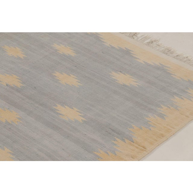 Traditional Vintage Dhurrie Rug in Blue With Geometric Pattern in Blue With Beige-Brownfrom Rug & Kilim For Sale - Image 3 of 10