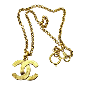 Chanel Vintage Gold Plated CC Matte Texture Long Necklace