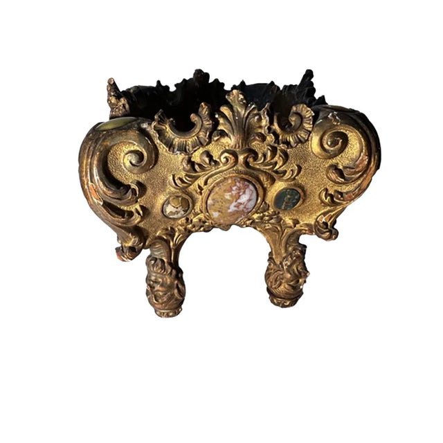18th Century Italian Gilded Jardiniere With Stones and Faces For Sale - Image 10 of 13