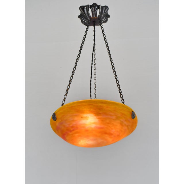Daum French Art Deco Pendant Light by Daum & Majorelle - 1925 Chandelier France For Sale - Image 4 of 11