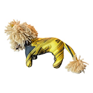 Rythmes Vintage Silk Scarf Courageous Lion For Sale