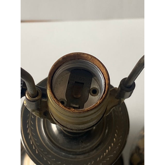 Mid 19th Century Brass Etched Ornate Indian Lamps - Set of 2 For Sale - Image 11 of 12