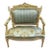 Baroque Style Big Sky Blue Chair With Gold Details For Sale