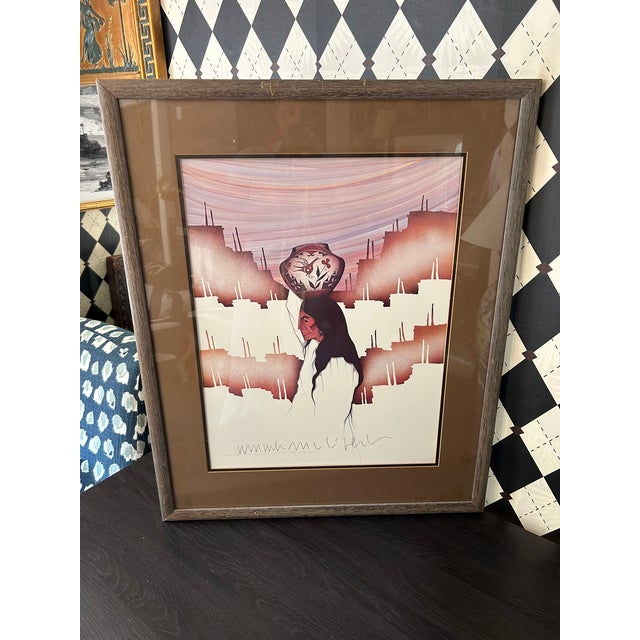 Mauve Signed Amado Maurilio Peña Southwestern Figural Print, Framed 29" For Sale - Image 8 of 8