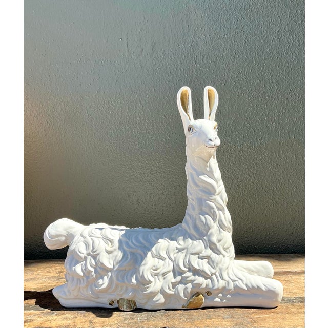 Vintage Glazed Ceramic Llama For Sale - Image 9 of 12