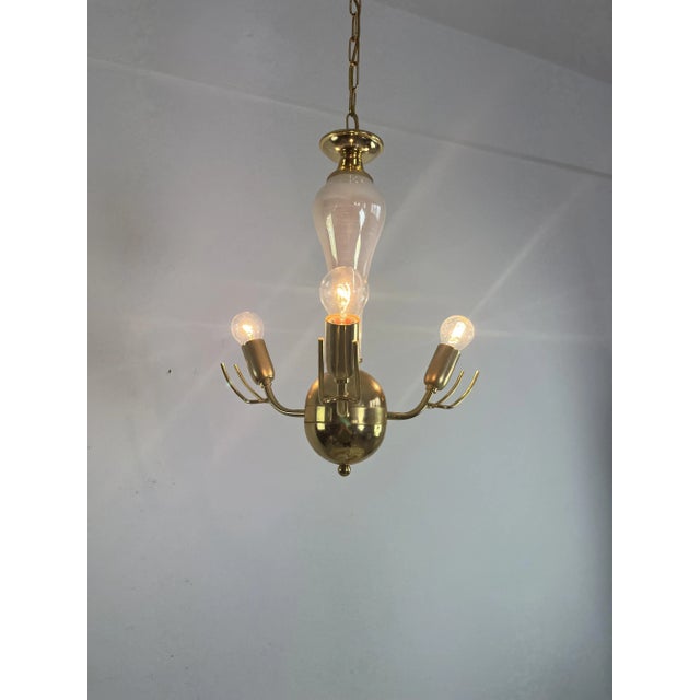 Mid-Century Hanging Light with Murano Glass Leaves, 1960s For Sale - Image 9 of 13