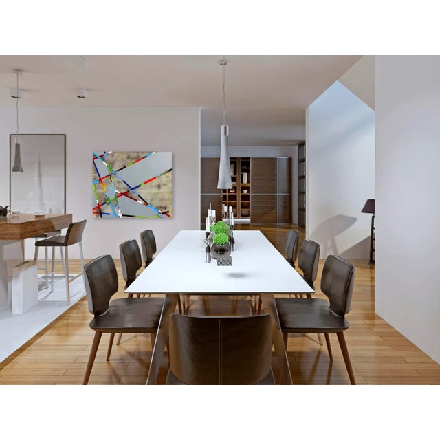 Gray Modern Abstract Geometric Original Oil Painting on Canvas by Petra Rös-Nickel "The Line" For Sale - Image 8 of 9