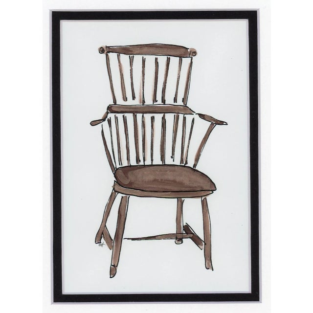 Vintage Chair Still Life Watercolor and Ink Painting "Achievement of Maturity" by JJ Hogan For Sale In Washington DC - Image 6 of 9
