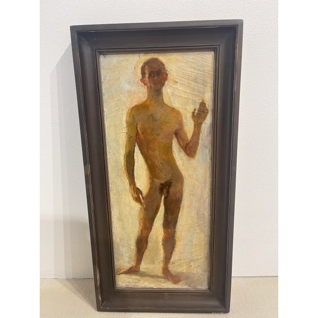 1920 French Modern Male Nude Oil Painting on Academic Canvas For Sale - Image 11 of 13
