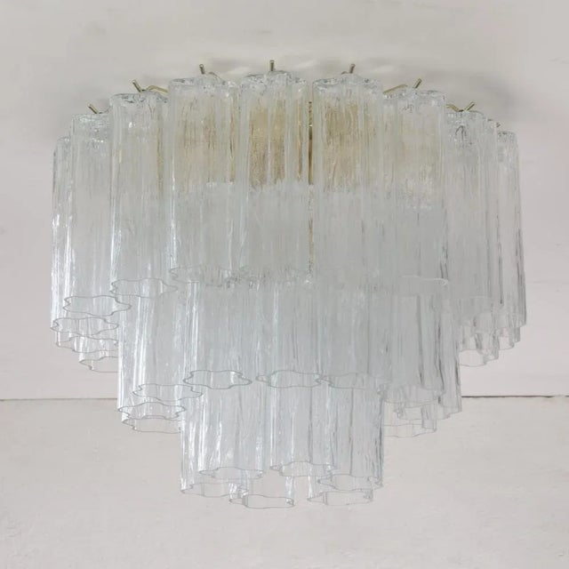 Gold Large Ceiling Light with Murano Trunci Glass, Italy, 1990s For Sale - Image 8 of 12
