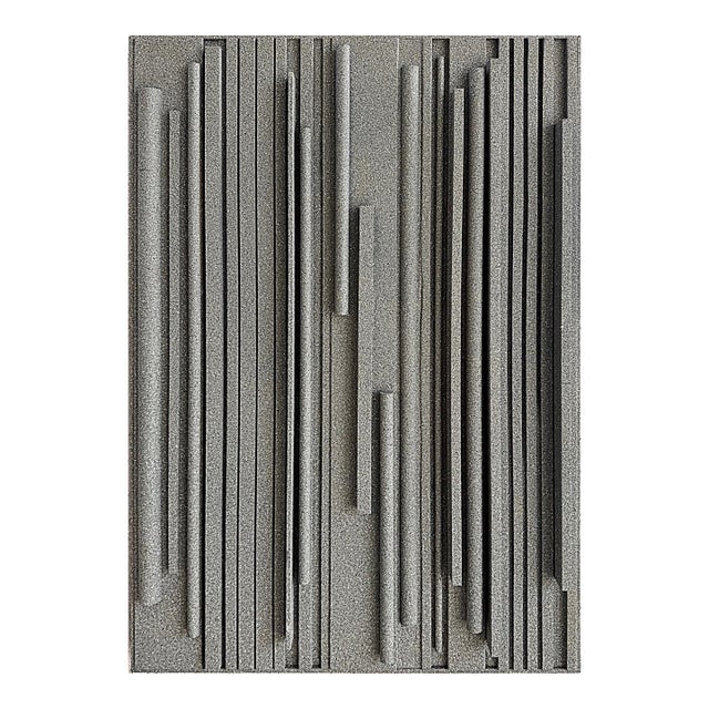 Lines of Stone Grey Hank Hecht Wood Assemblage Wall Sculpture, 2002 For Sale