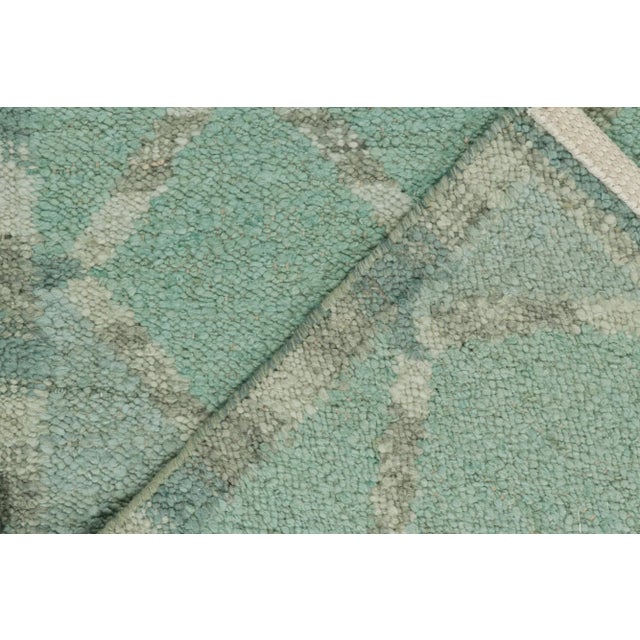 Textile 2010s Rug & Kilim’s Scandinavian Style Kilim in Blue & Gray Geometric Patterns For Sale - Image 7 of 8