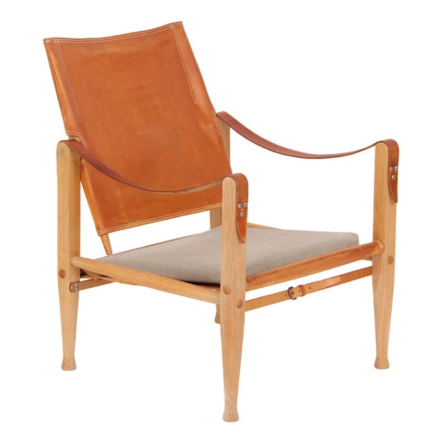 Safari Chair with Natural Leather by Kaare Klint for Rud. Rasmussen For Sale