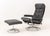 Metal Ekornes Gray Leather Lounge Chair and Ottoman For Sale - Image 7 of 13