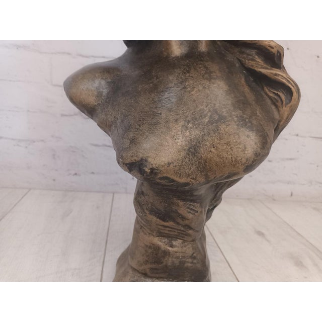 Vintage Art Nouveau Bust of Young Woman, 1960 For Sale - Image 9 of 17