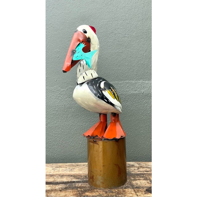 Vintage Torch Cut Metal Pelican For Sale In West Palm - Image 6 of 12