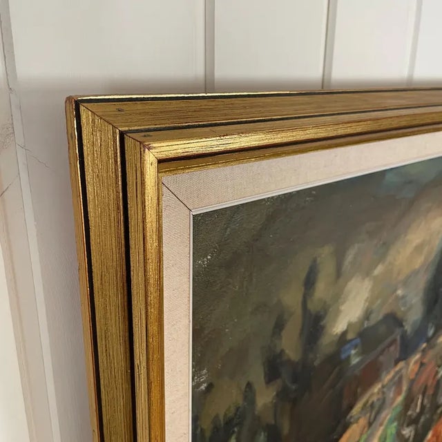 1950s Large Mid-Century Finnish Modernist Expressionist Oil Painting by Olavi Laine For Sale - Image 12 of 18