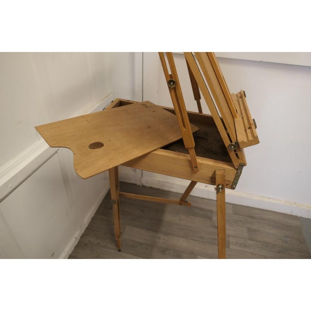 Brown French Artists Folding Easel and Pallet, 1960 For Sale - Image 8 of 10