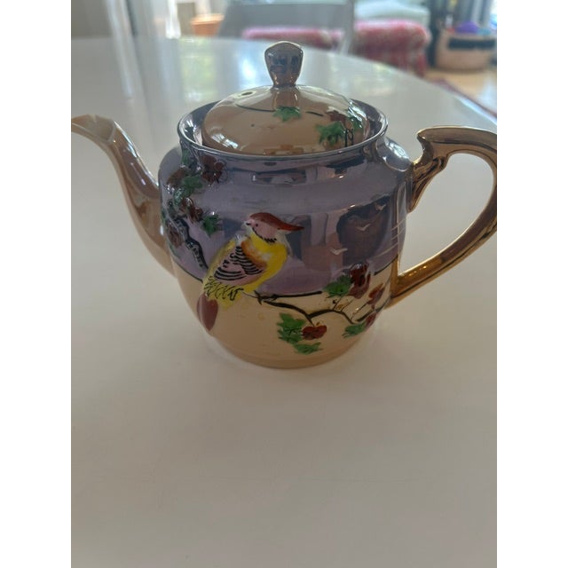 Vintage Japanese Lusterware Tea Set With Bird Design Handpainted Collectible - 18 pcs For Sale In Washington DC - Image 6 of 7