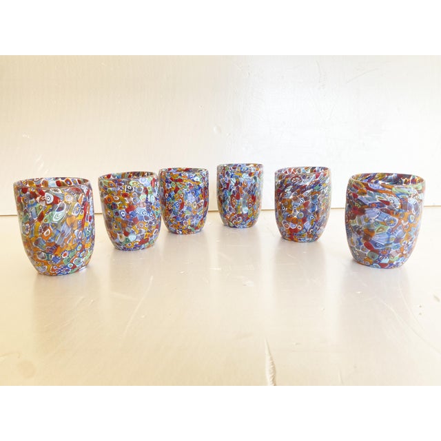 Set of 6 Multicolor Floral Murrine Glasses in the Style of Murano Glass For Sale - Image 9 of 9