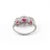 Three Stone Real Ruby Engagement Ring in 18k Solid White Gold With Diamonds Size 7 For Sale - Image 9 of 15