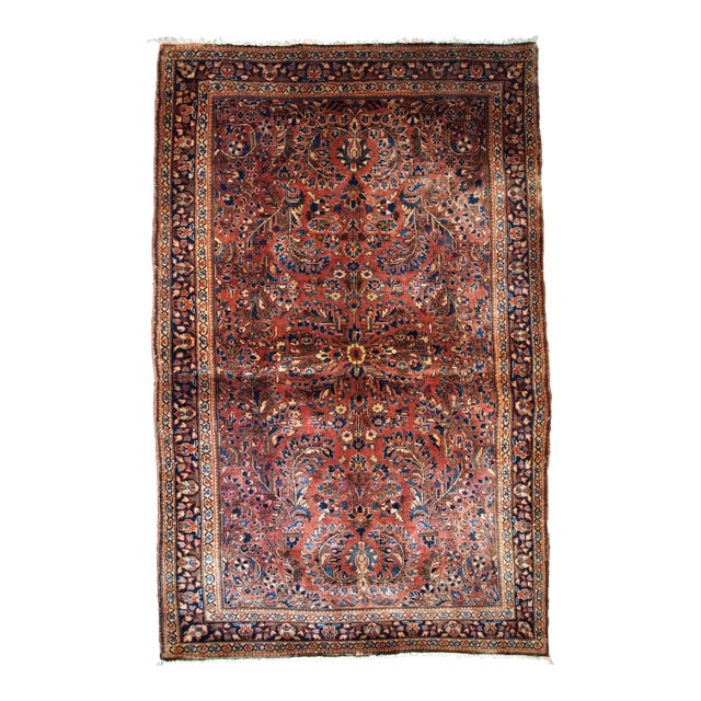 1920s, Handmade Antique Persian Sarouk Rug 3.5' X 5.3' For Sale