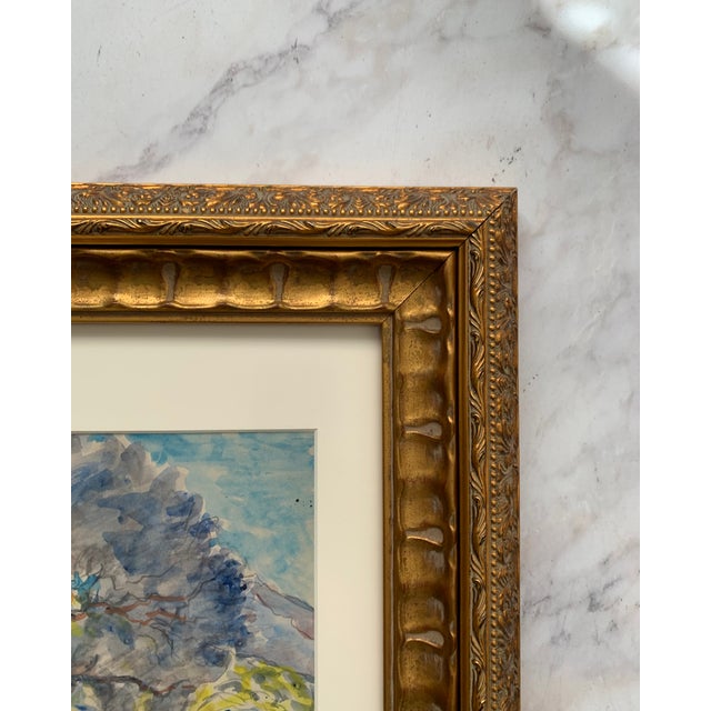 Blue 1920's French Original Watercolor For Sale - Image 8 of 12