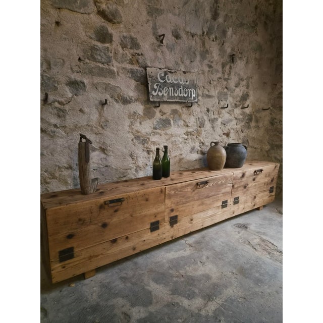 An unusual antique French workshop cabinet dating from the late 19th century, circa 1880–1900. Made from solid pine, the...
