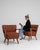 Burnt Orange Pair Of Mid Century Modern Upholstered Armchairs For Sale - Image 8 of 14