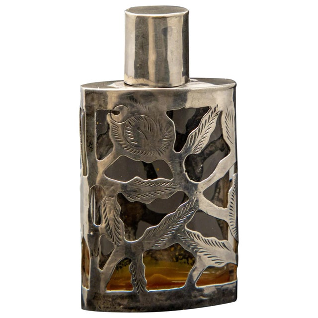Early 20th Century Sterling Silver Over Glass Perfume Bottle For Sale - Image 9 of 9