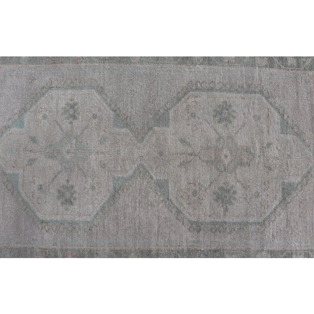 Tan Vintage Turkish Oushak Runner With Subdued Geometric Medallions in Light Tones 2'9"x6'6" For Sale - Image 8 of 10