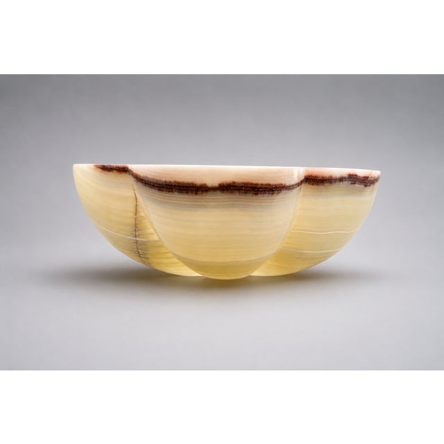 2020s Rare Hand-Carved Floral Onyx Vessel Sink | Luxury Natural Stone Vanity Basin For Sale - Image 5 of 5
